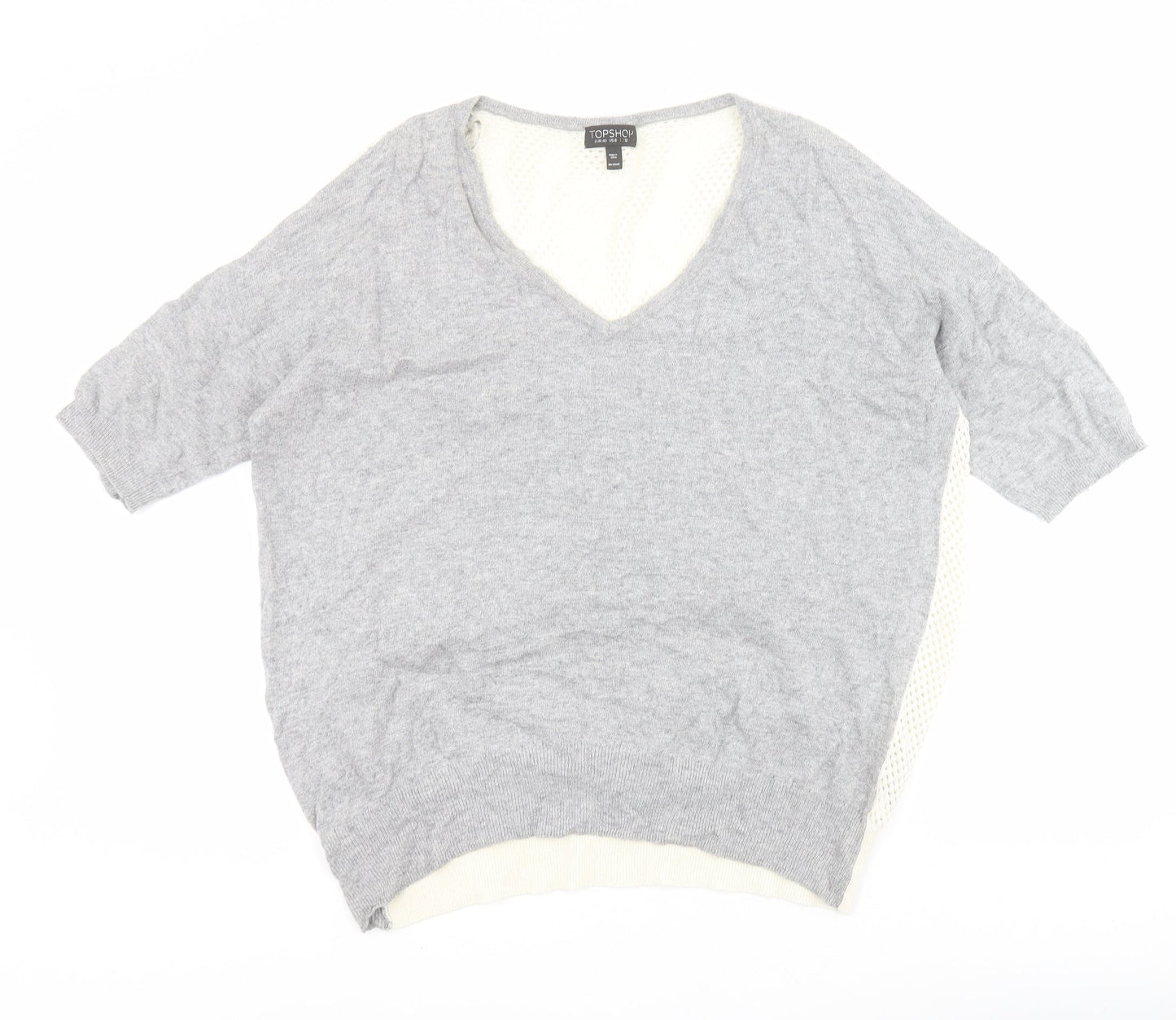 Topshop Womens Grey V-Neck  Viscose Pullover Jumper Size 12