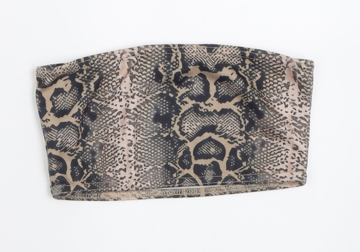 Topshop Womens Brown Animal Print Polyester Cropped Tank Size 4 Off the Shoulder - Bandeau