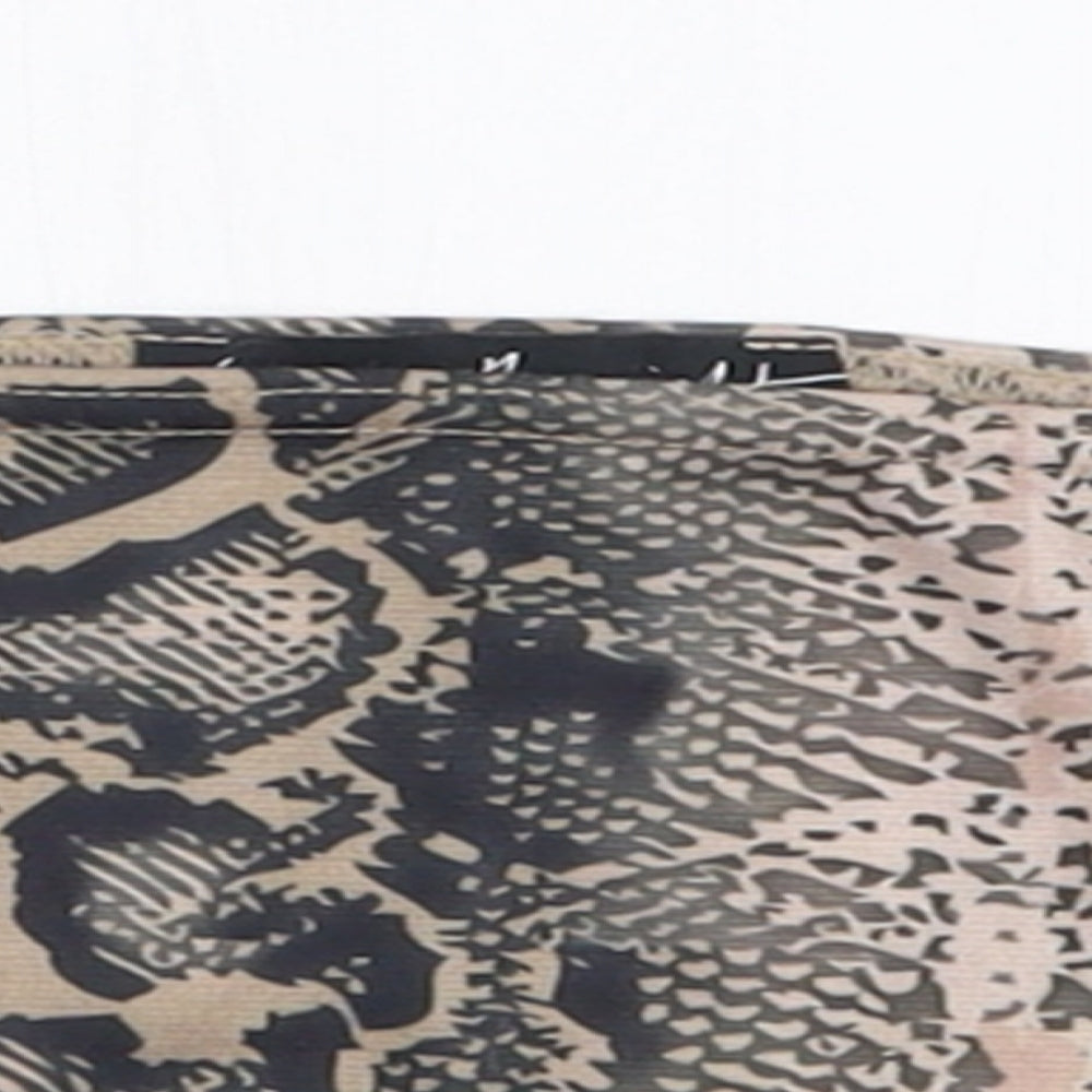 Topshop Womens Brown Animal Print Polyester Cropped Tank Size 4 Off the Shoulder - Bandeau