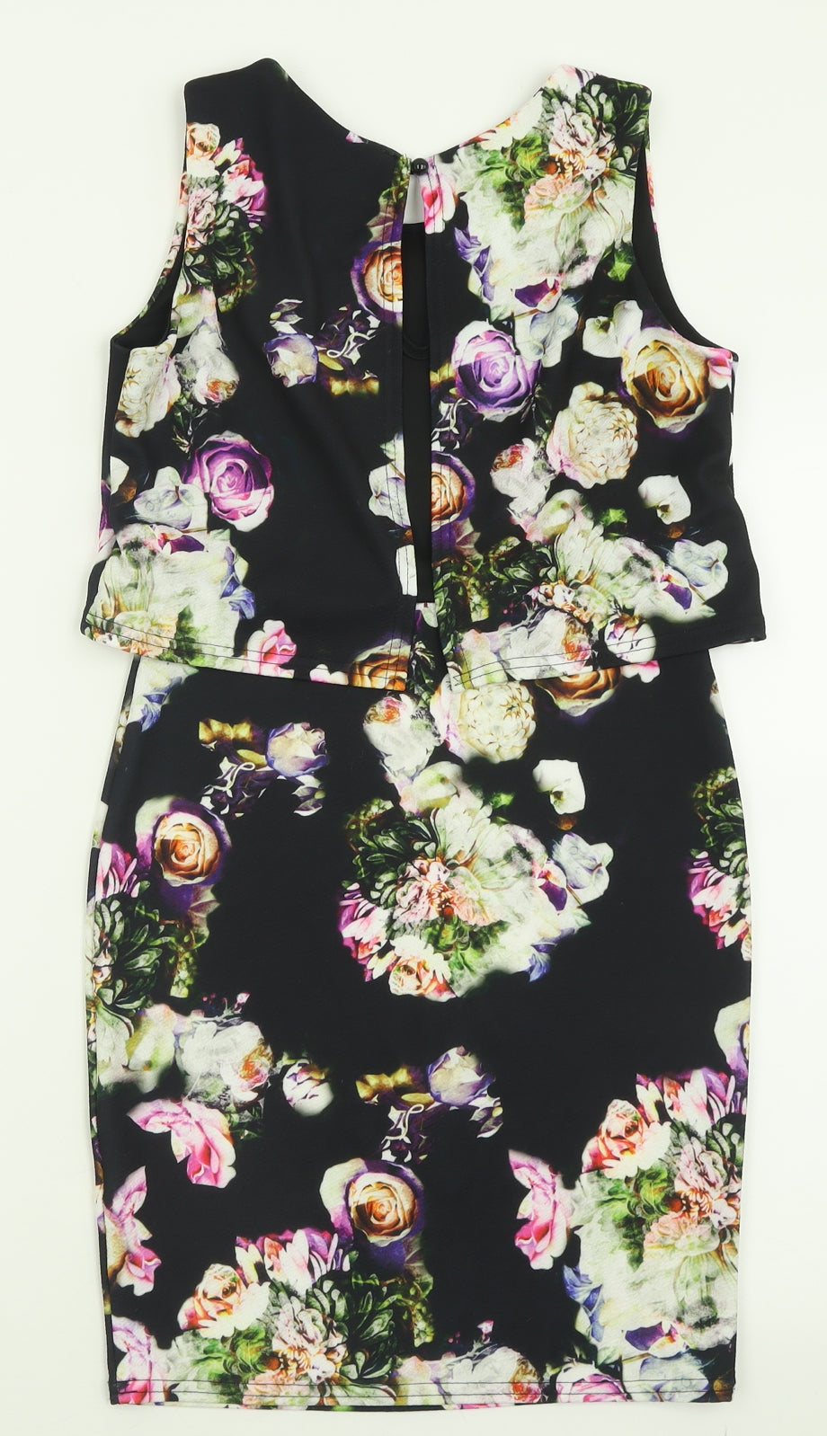 Blue Vanilla Womens Multicoloured Floral Polyester A-Line  Size XS  Crew Neck Pullover