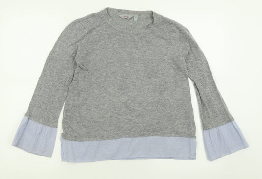 Dorothy Perkins Womens Grey Crew Neck  Acrylic Pullover Jumper Size 8