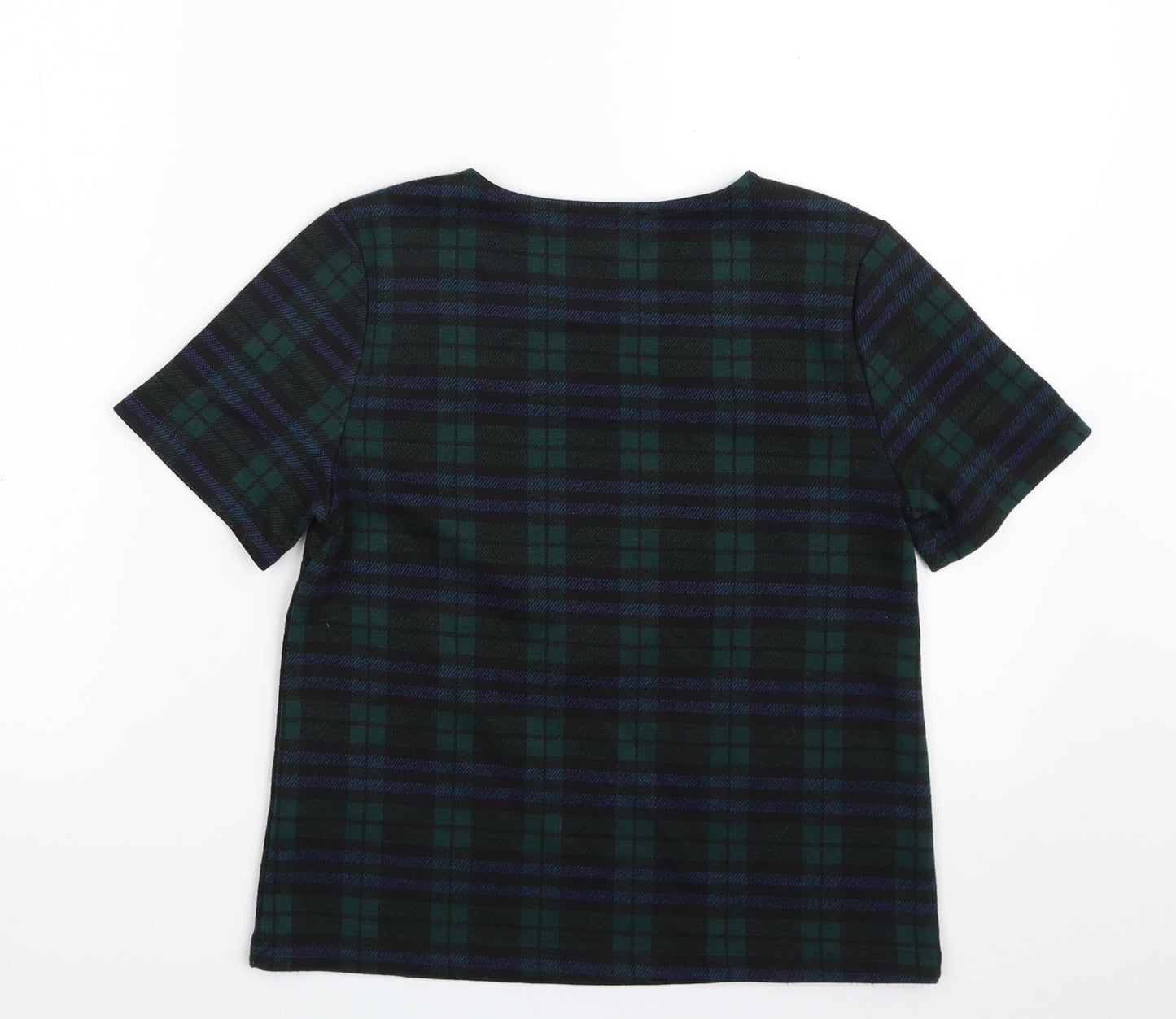 New Look Womens Green Plaid Polyester Pullover Sweatshirt Size 8  Pullover