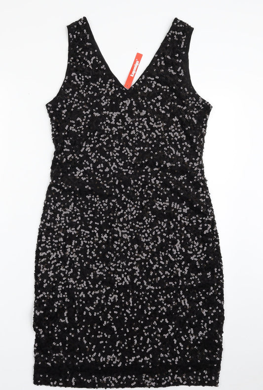 Kayamia Womens Black  Polyester Shift  Size M  V-Neck Pullover