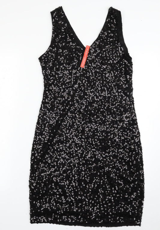 Kayamia Womens Black  Polyester Shift  Size M  V-Neck Pullover