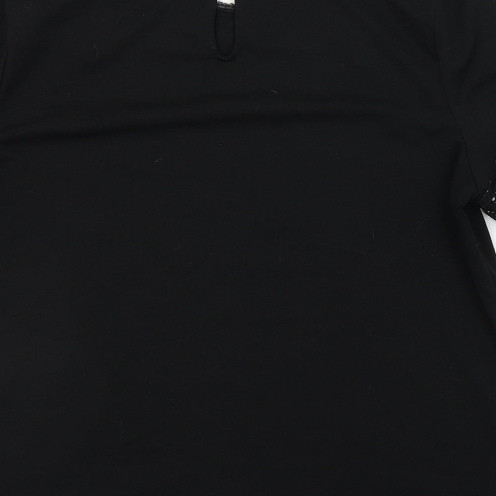 H&M Womens Black  Polyester Basic T-Shirt Size S Round Neck