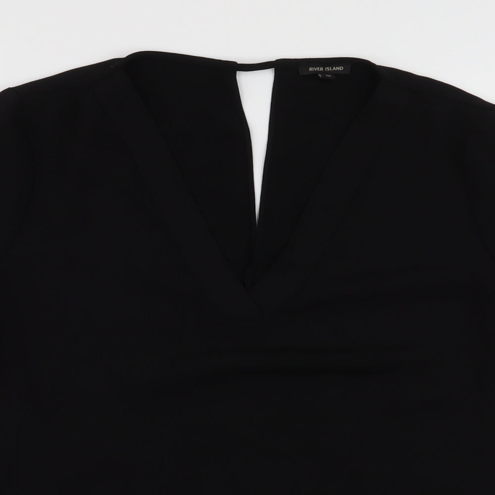 River Island Womens Black  Polyester Basic Blouse Size 10 V-Neck