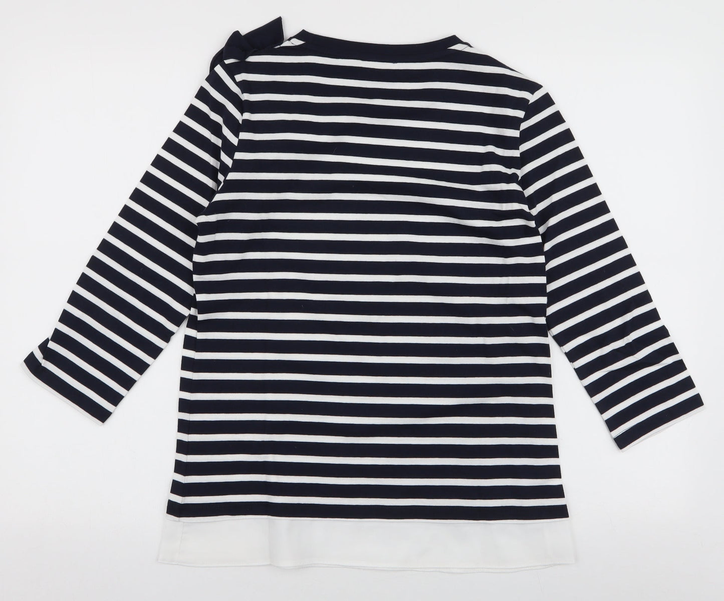 Savida Womens Blue Striped Cotton Jersey T-Shirt Size S Round Neck