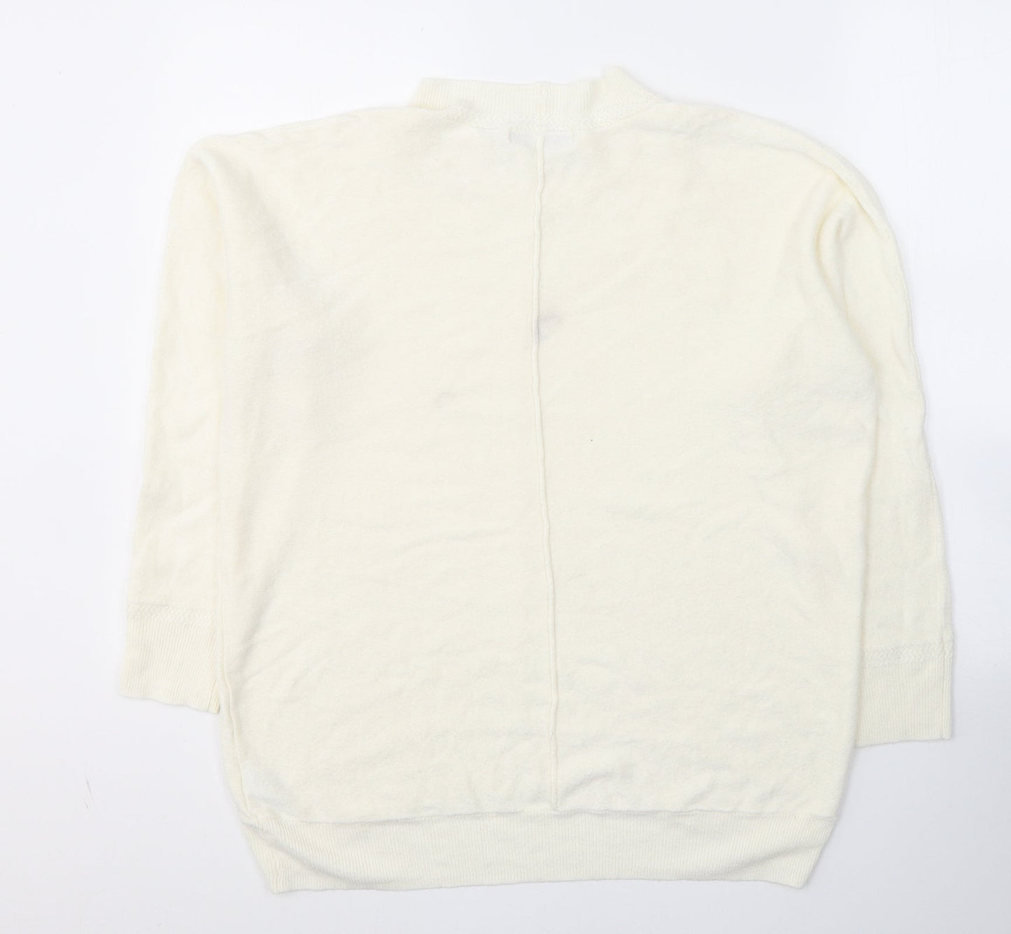 NEXT Womens Ivory Round Neck  Acrylic Pullover Jumper Size M