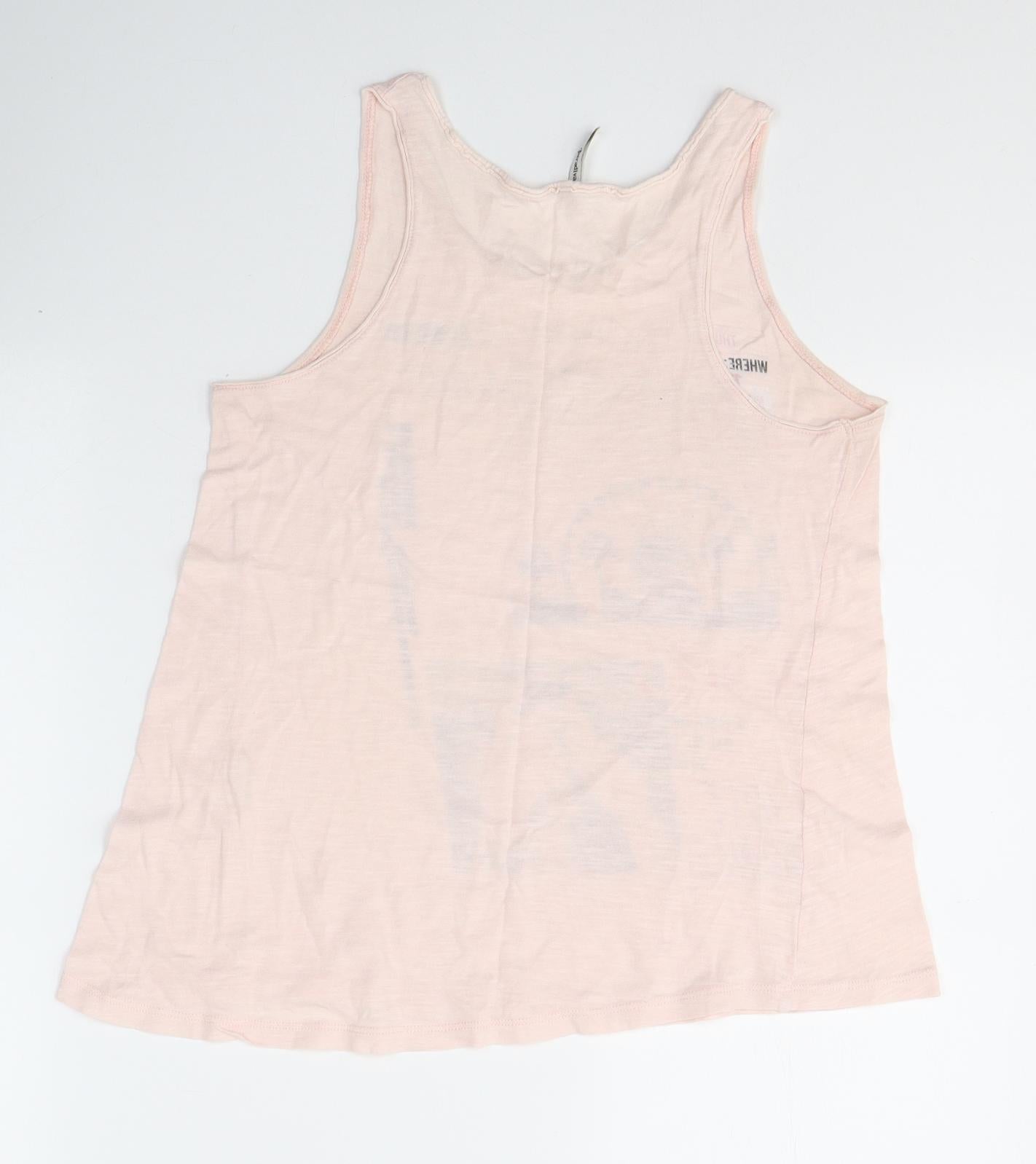 Stradivarius Womens Pink  Cotton Basic Tank Size S Round Neck - Dreams Awake, Just dance, Festival