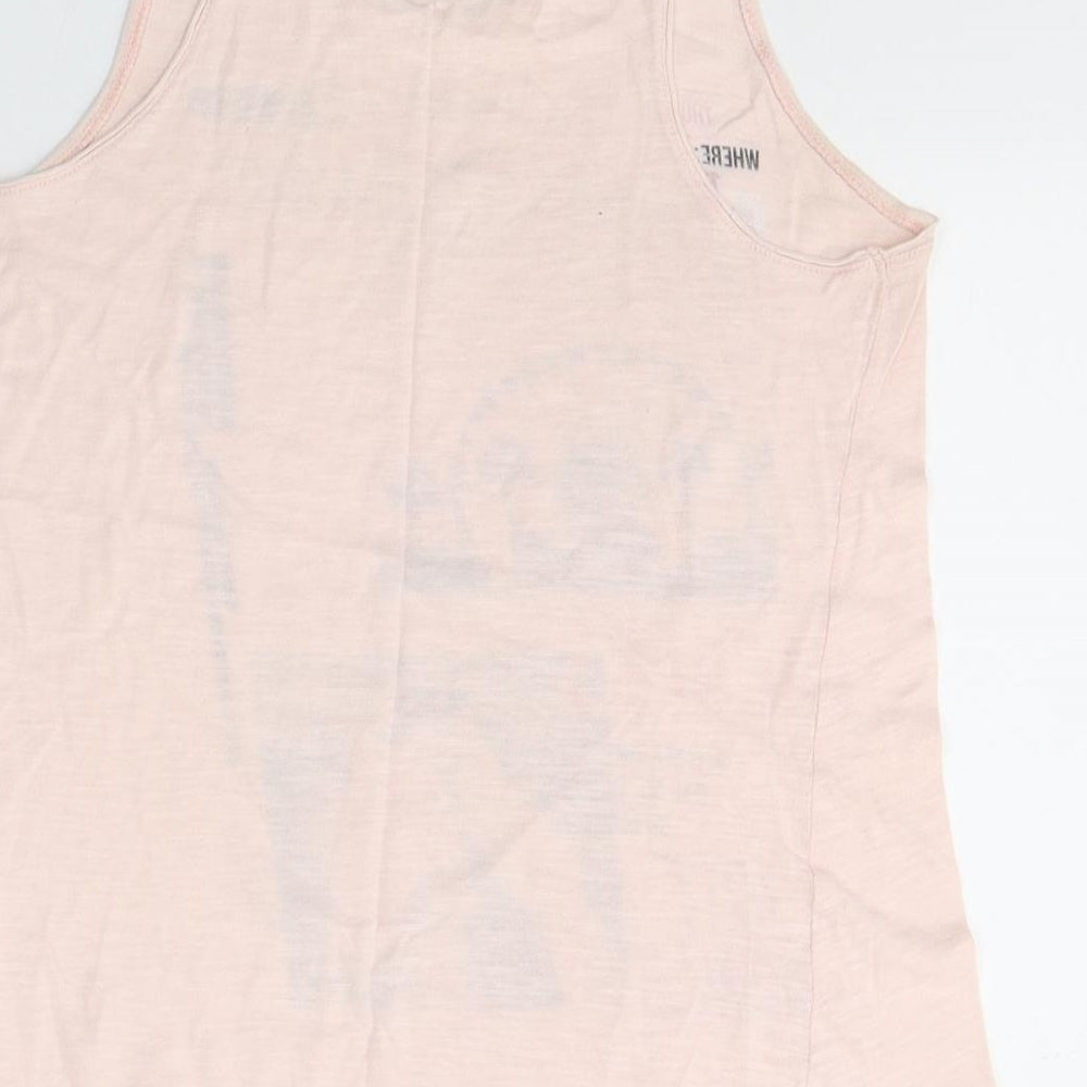 Stradivarius Womens Pink  Cotton Basic Tank Size S Round Neck - Dreams Awake, Just dance, Festival