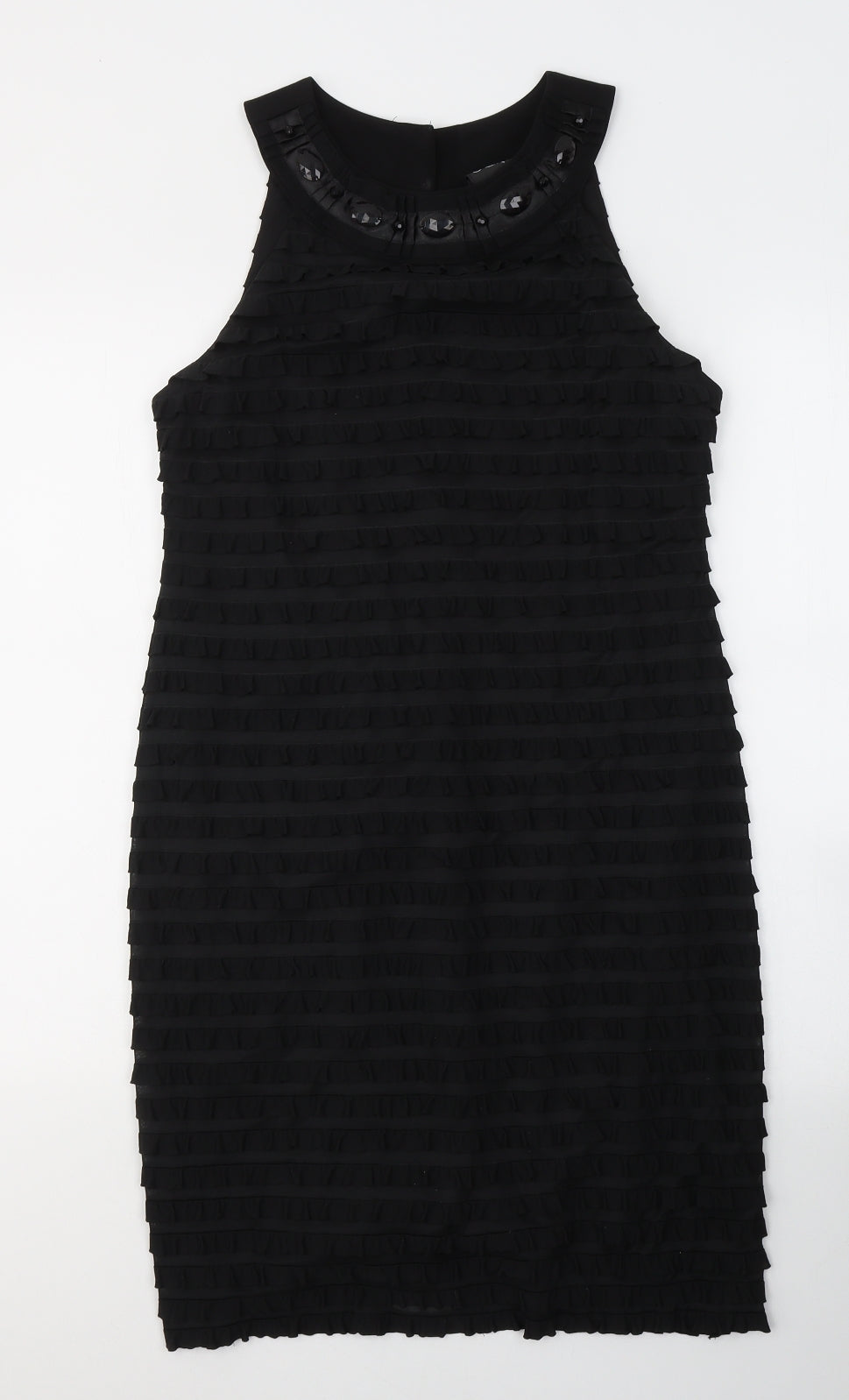 S.L. Fashions Womens Black  Polyester A-Line  Size 8  Round Neck Button