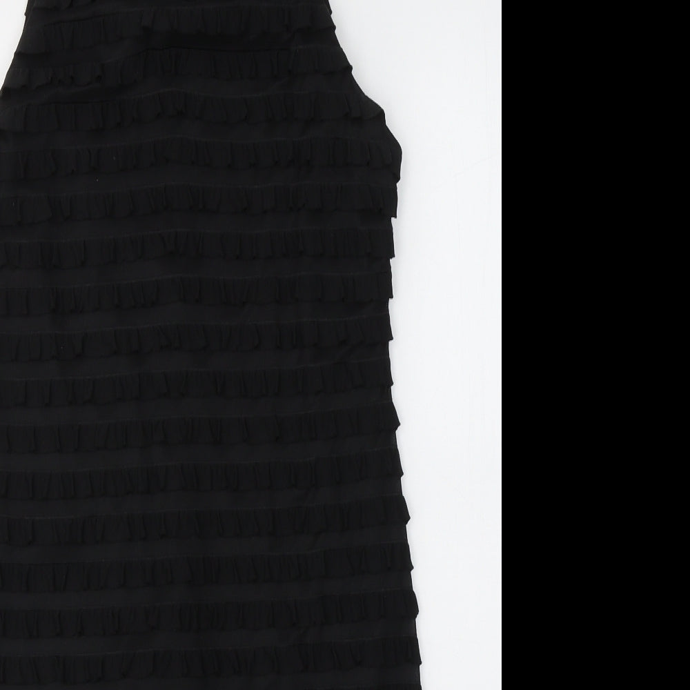 S.L. Fashions Womens Black  Polyester A-Line  Size 8  Round Neck Button