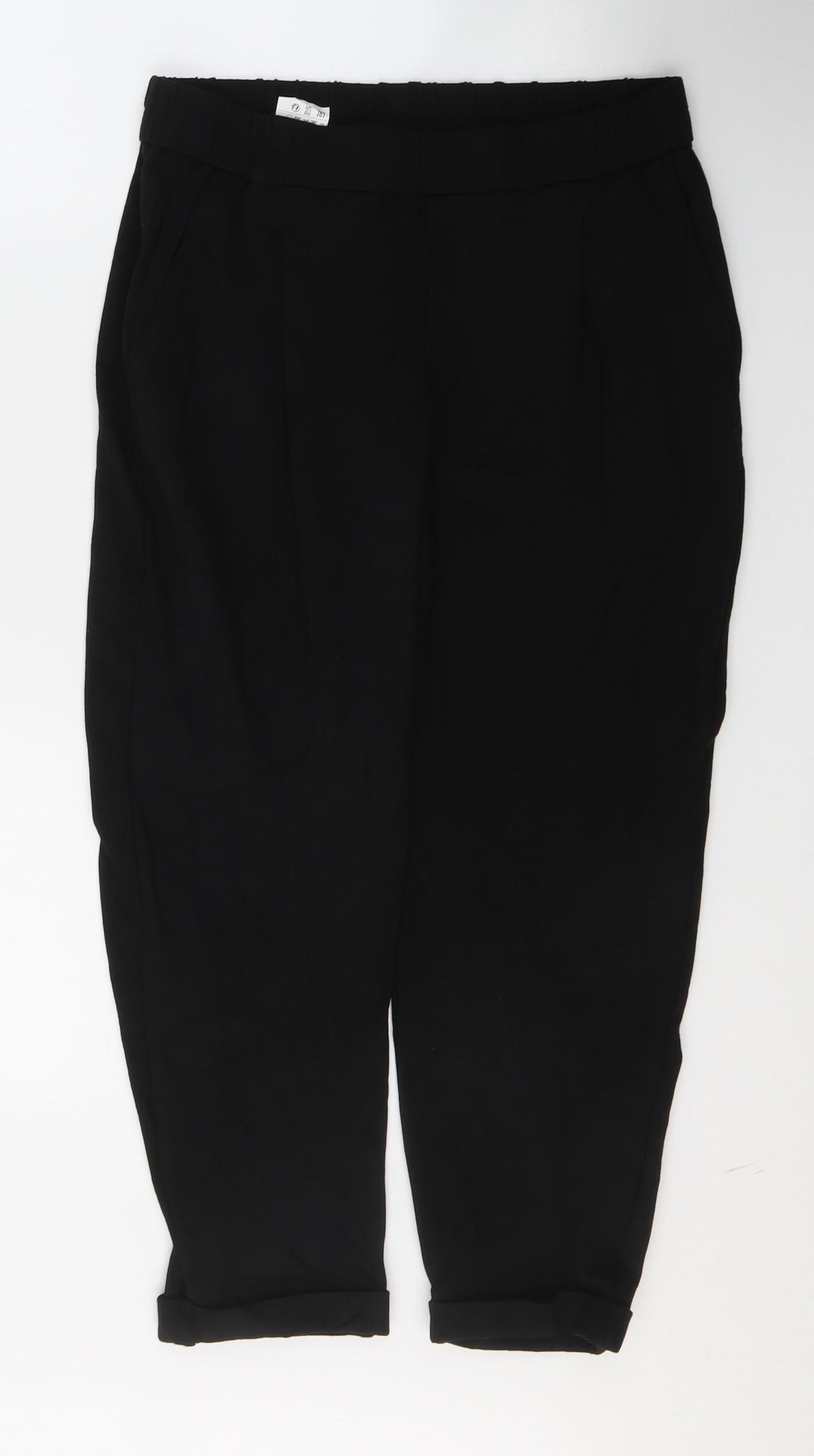 United Colors of Benetton Womens Black  Viscose Cropped Trousers Size S L22 in Regular