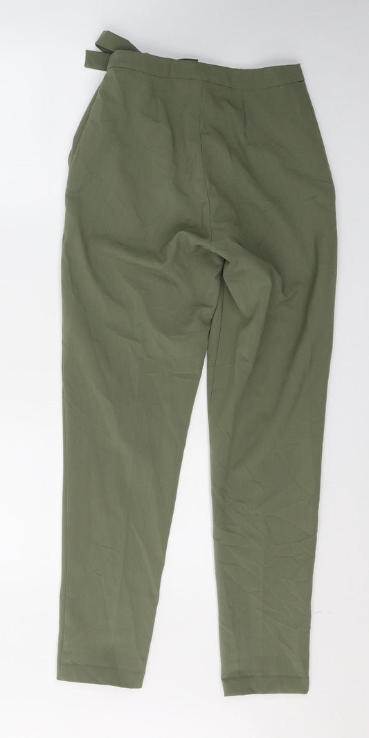 Missguided Womens Green  Polyester Trousers  Size 4 L28 in Regular Button