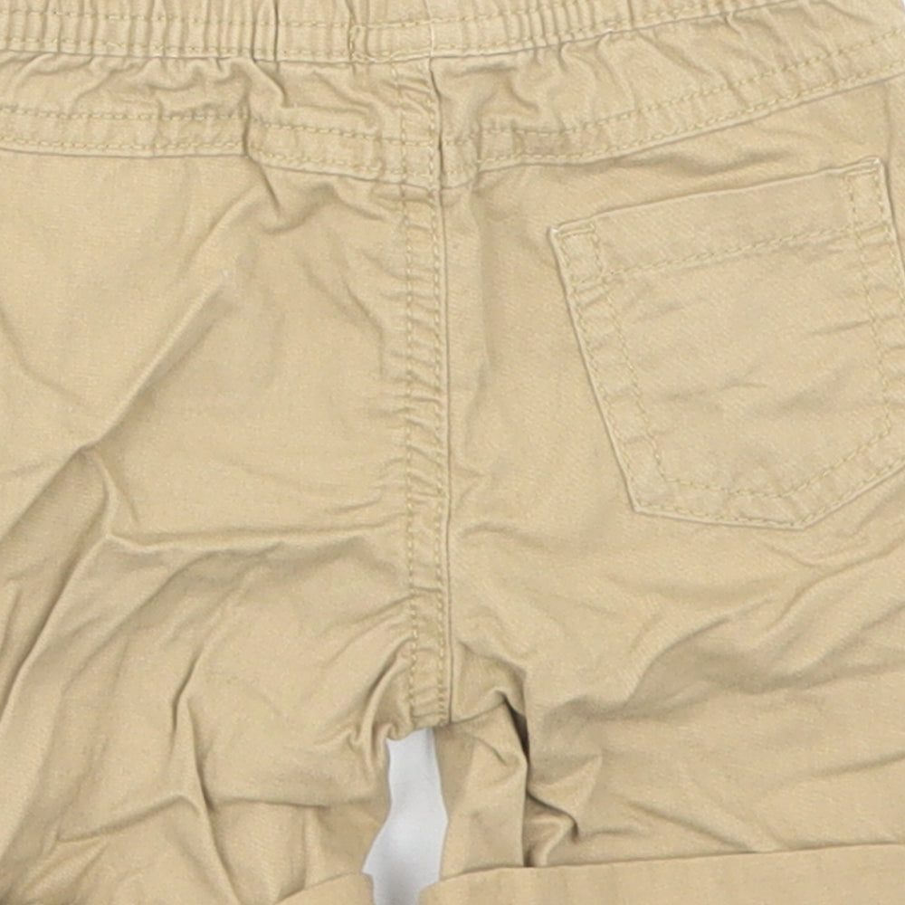 Primark Boys Beige  Cotton Cropped Trousers Size 6-9 Months  Drawstring