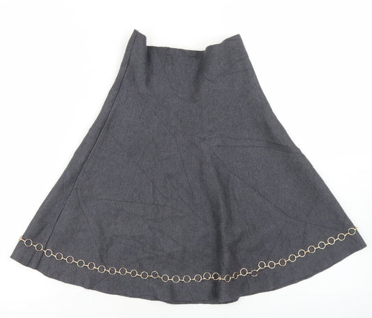 Zara Womens Grey  Viscose Skater Skirt Size S