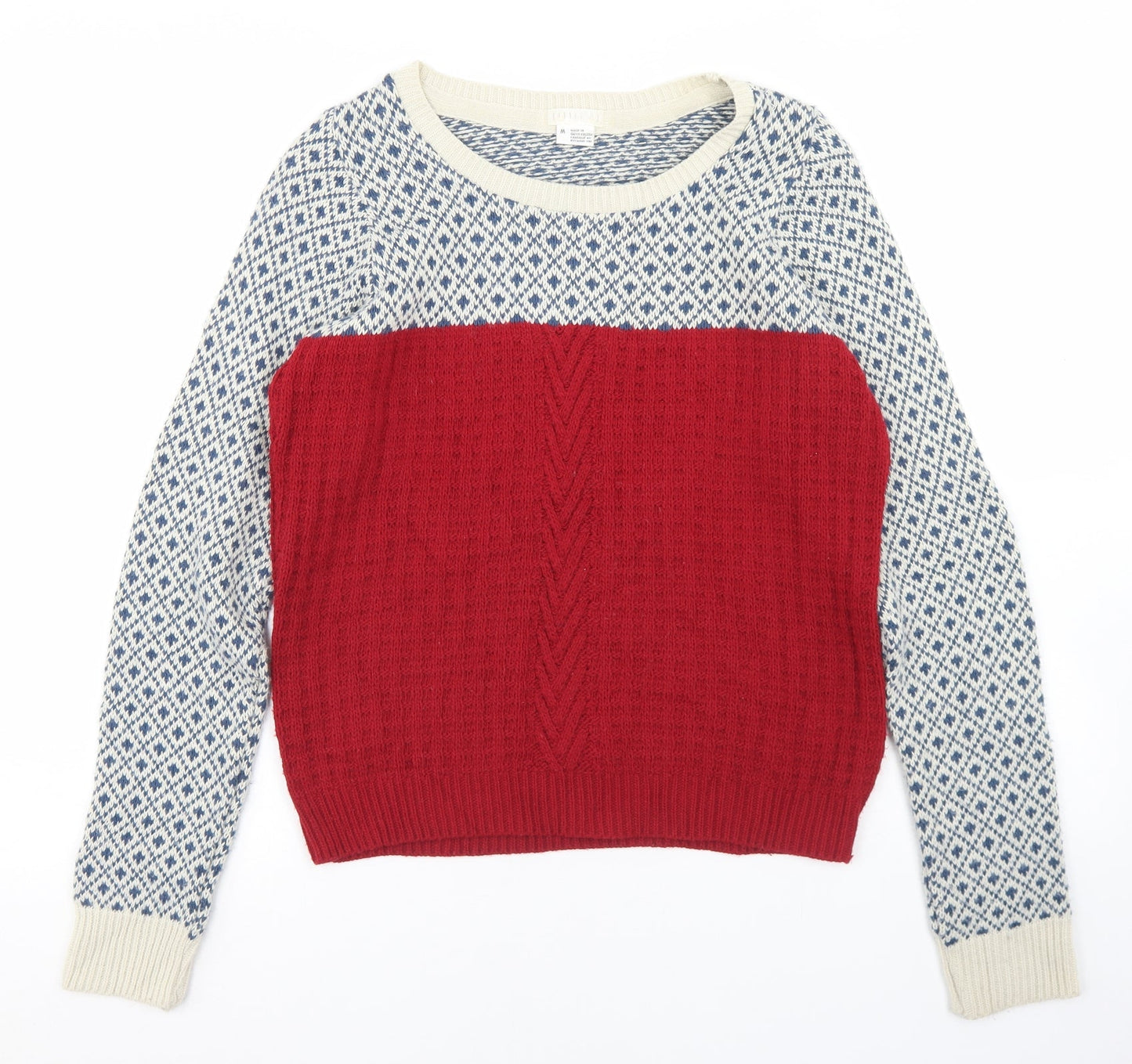 Cooperative Womens Multicoloured Round Neck Geometric Acrylic Pullover Jumper Size M