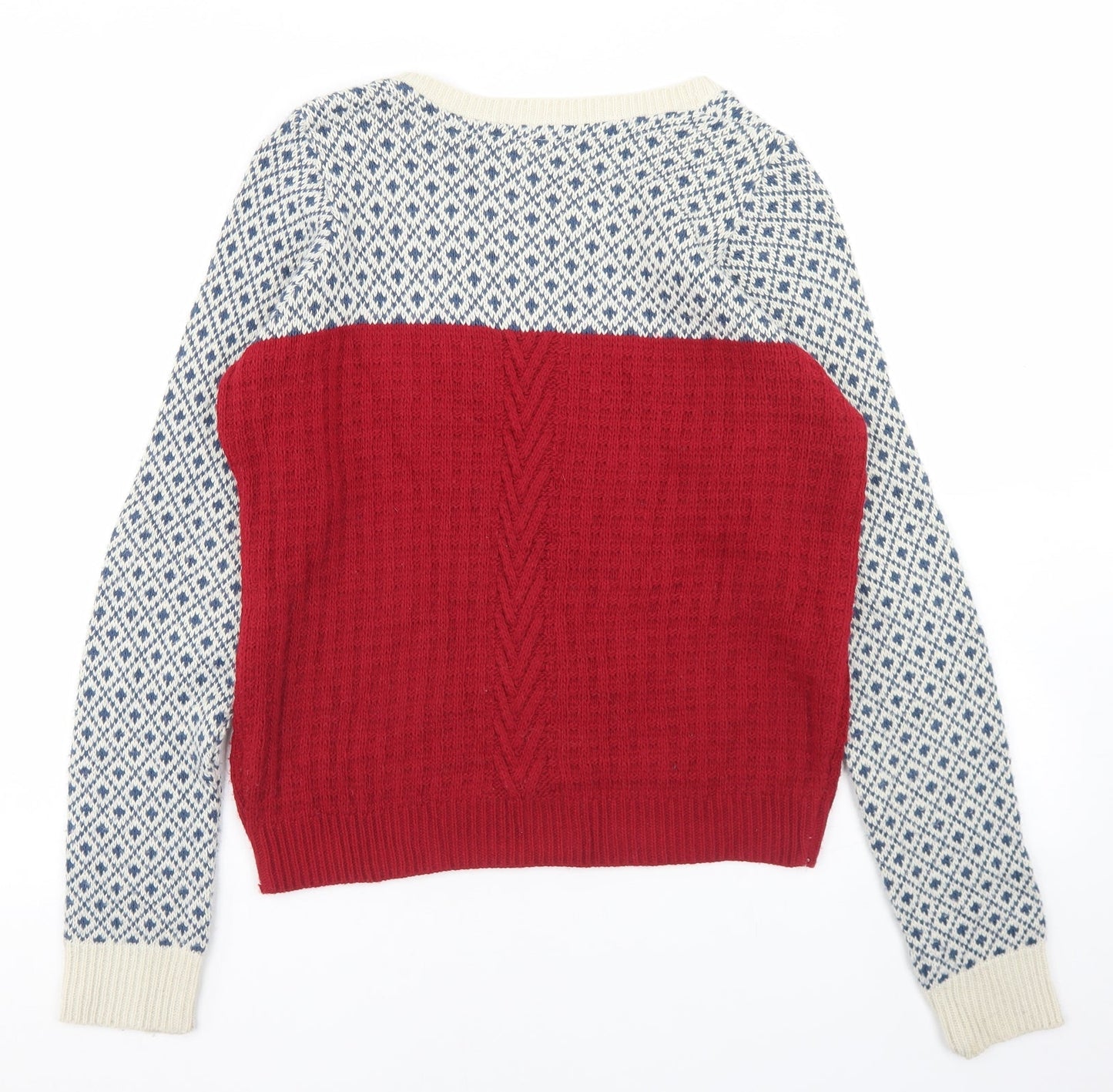 Cooperative Womens Multicoloured Round Neck Geometric Acrylic Pullover Jumper Size M