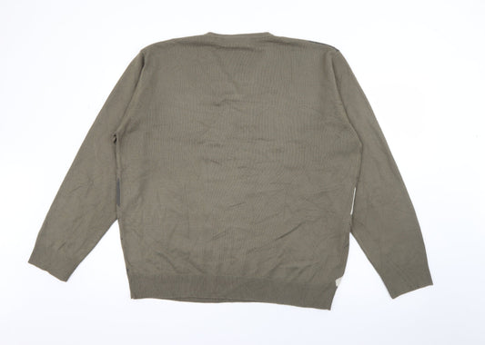 Greenwoods Escape Mens Green V-Neck Argyle/Diamond Acrylic Pullover Jumper Size L