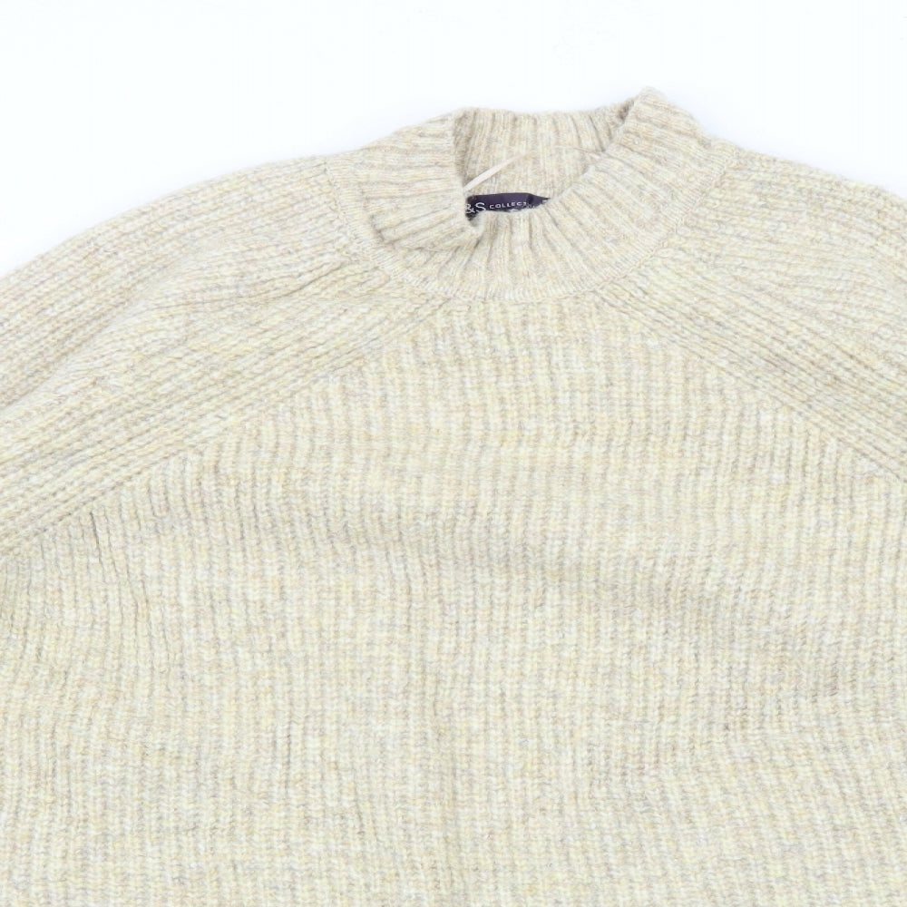 Marks and Spencer Womens Beige High Neck  Polyamide Pullover Jumper Size XL