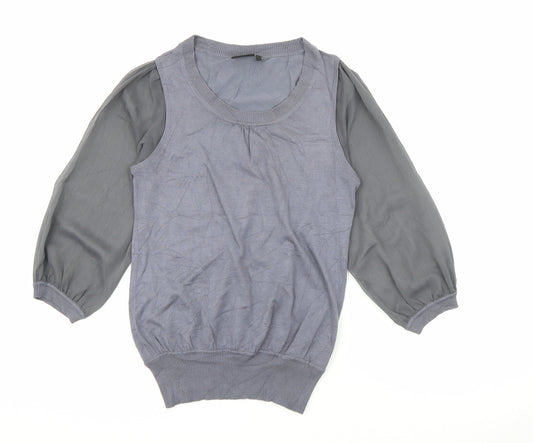 NEXT Womens Grey Scoop Neck  Viscose Pullover Jumper Size 10