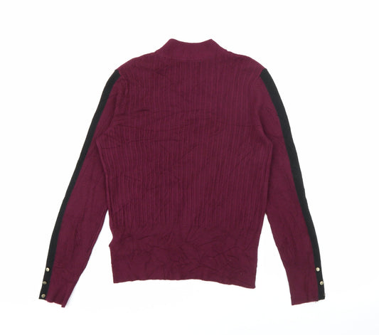 Marks and Spencer Womens Purple High Neck  Viscose Pullover Jumper Size 14