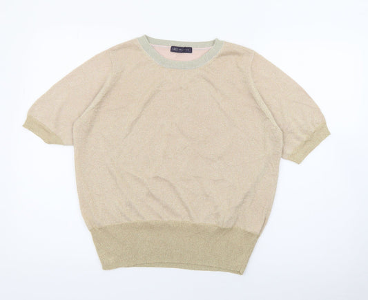 Marks and Spencer Womens Gold Crew Neck  Viscose Pullover Jumper Size L