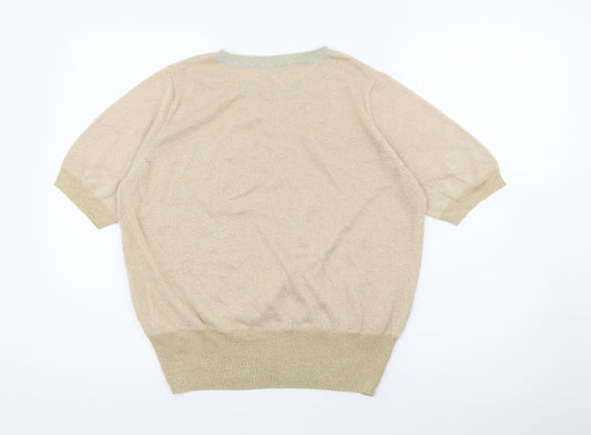 Marks and Spencer Womens Gold Crew Neck  Viscose Pullover Jumper Size L