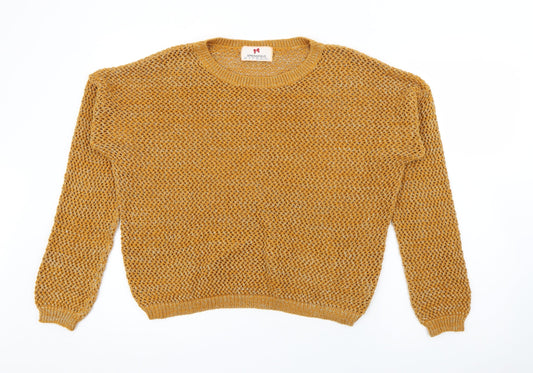 Springfield Womens Yellow Crew Neck  Acrylic Pullover Jumper Size 16