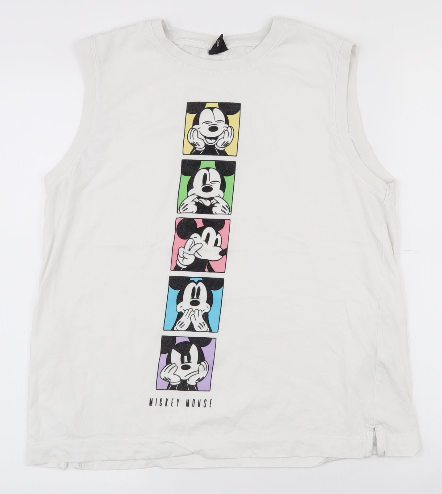NEXT Womens White  100% Cotton Basic Tank Size 12 Crew Neck