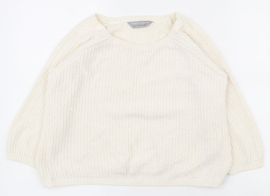 Dorothy Perkins Womens White Round Neck  Acrylic Pullover Jumper Size 8