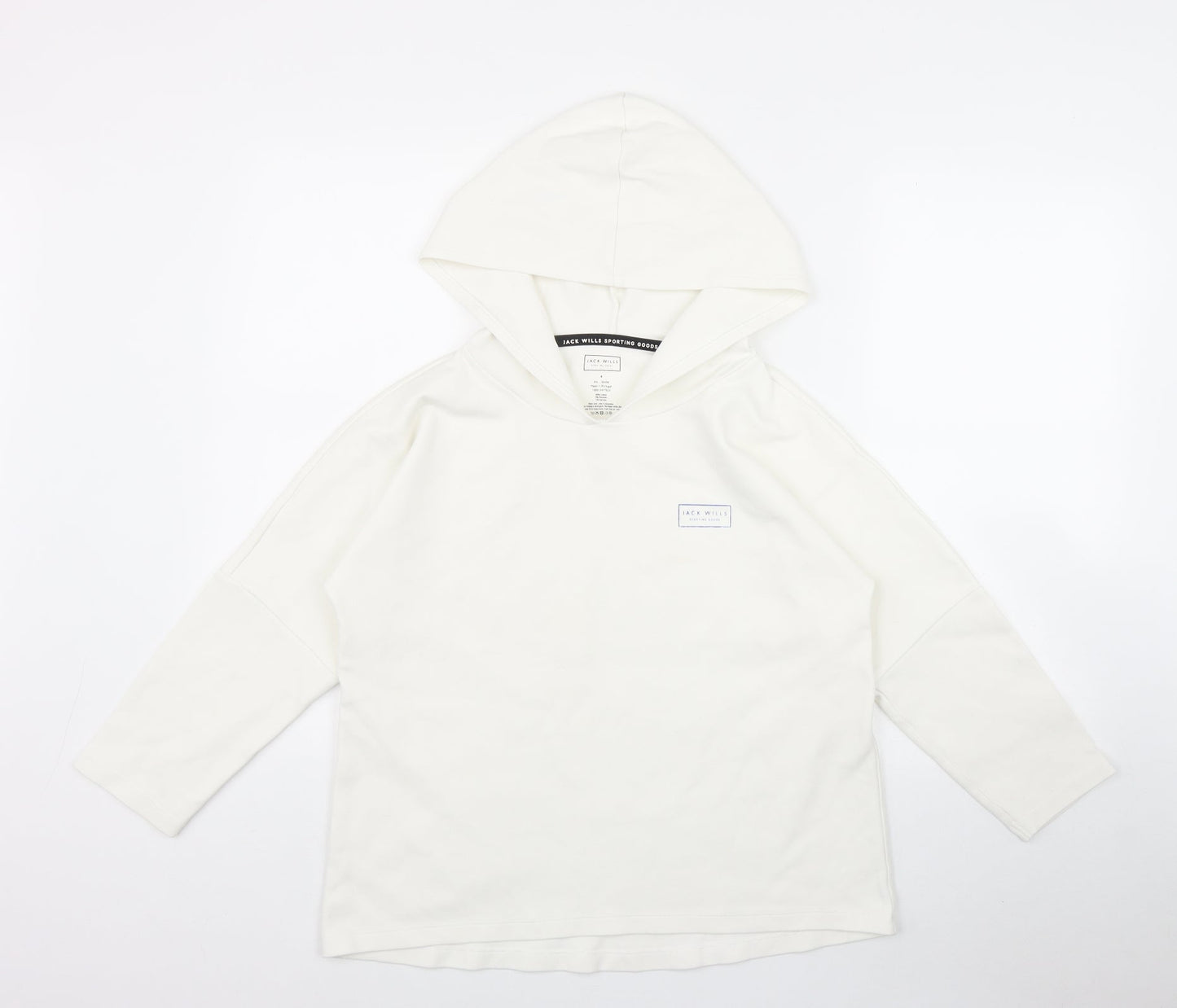 Jack Wills Sports Womens White  Cotton Pullover Hoodie Size 6