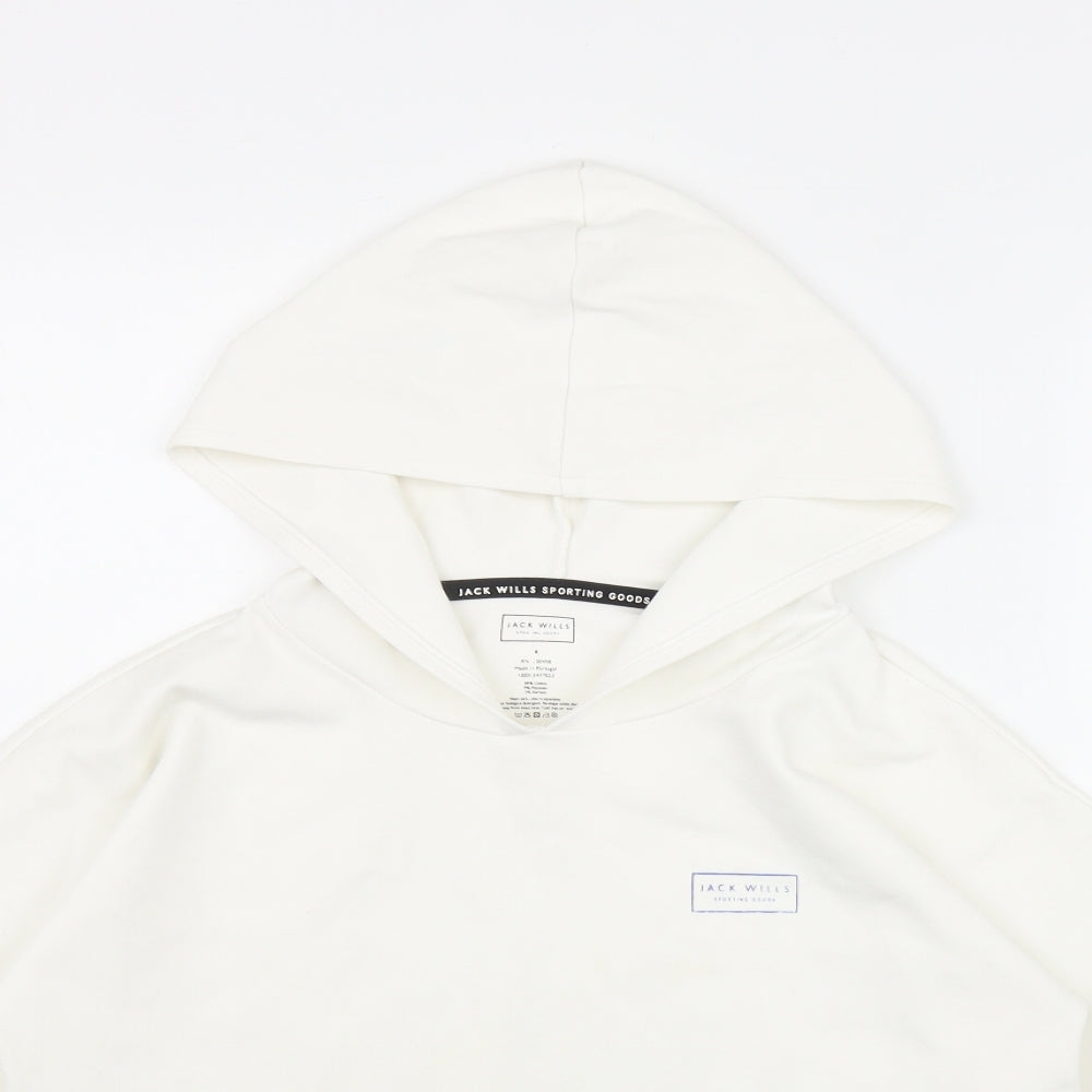 Jack Wills Sports Womens White  Cotton Pullover Hoodie Size 6