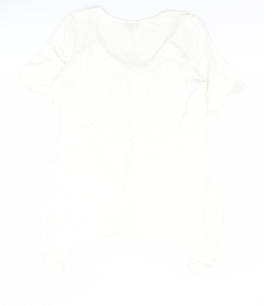 Soon Womens White  Viscose Basic Blouse Size 16 Scoop Neck
