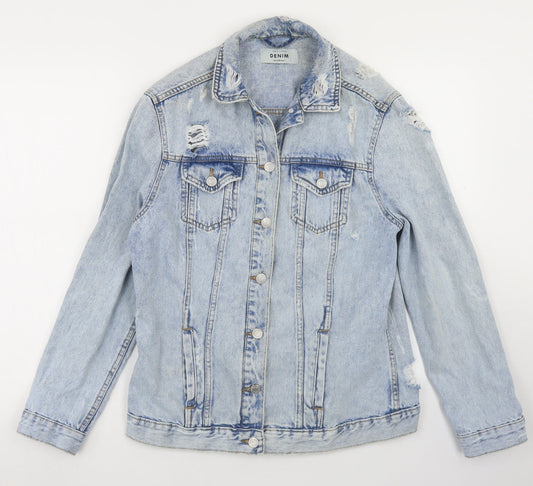 New Look Womens Blue   Jacket  Size 8  Button - Distressed