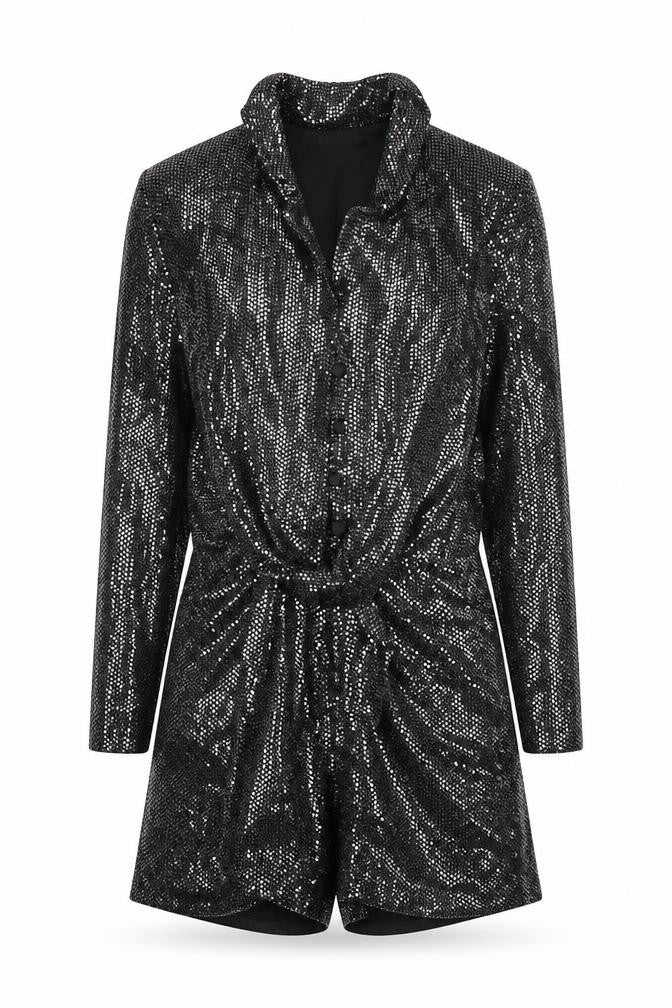 Zara Womens Black  Polyester Romper One-Piece Size XS  Button - Tie