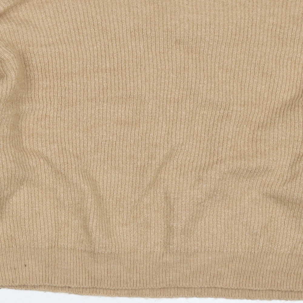 H&M Womens Beige High Neck  Acrylic Pullover Jumper Size S