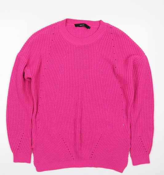 VERO MODA Womens Pink Scoop Neck  Acrylic Pullover Jumper Size S