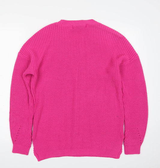 VERO MODA Womens Pink Scoop Neck  Acrylic Pullover Jumper Size S