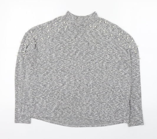 Divided Womens Grey High Neck  Polyester Pullover Jumper Size S
