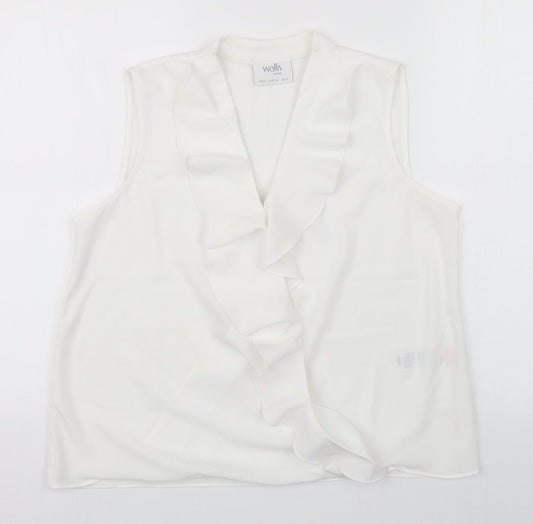 Wallis Womens White  Polyester Basic Tank Size 12 V-Neck
