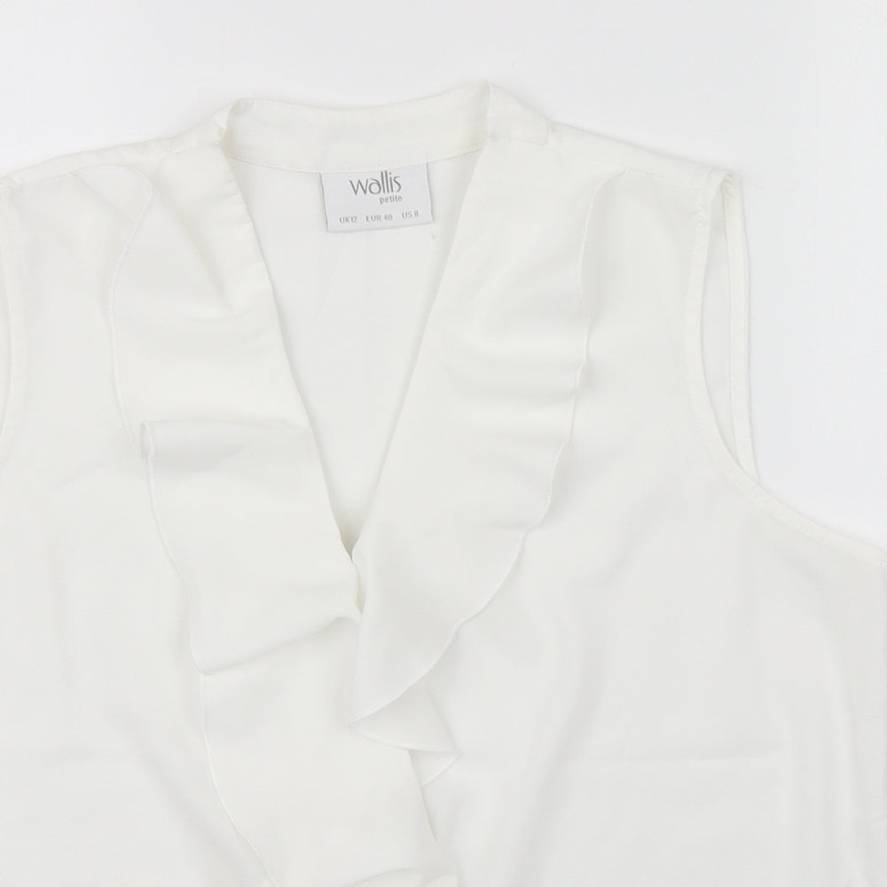 Wallis Womens White  Polyester Basic Tank Size 12 V-Neck