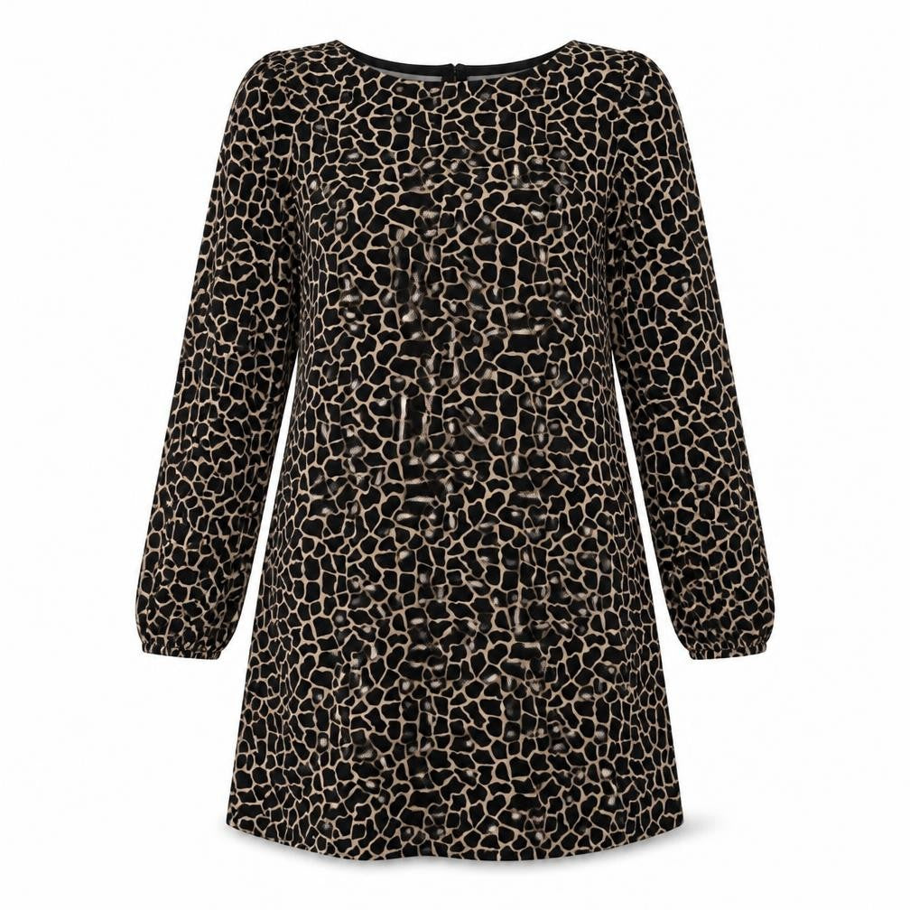 Wallis Womens Brown Animal Print Polyester A-Line  Size 10  Round Neck Pullover