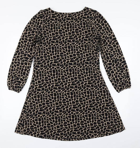 Wallis Womens Brown Animal Print Polyester A-Line  Size 10  Round Neck Pullover