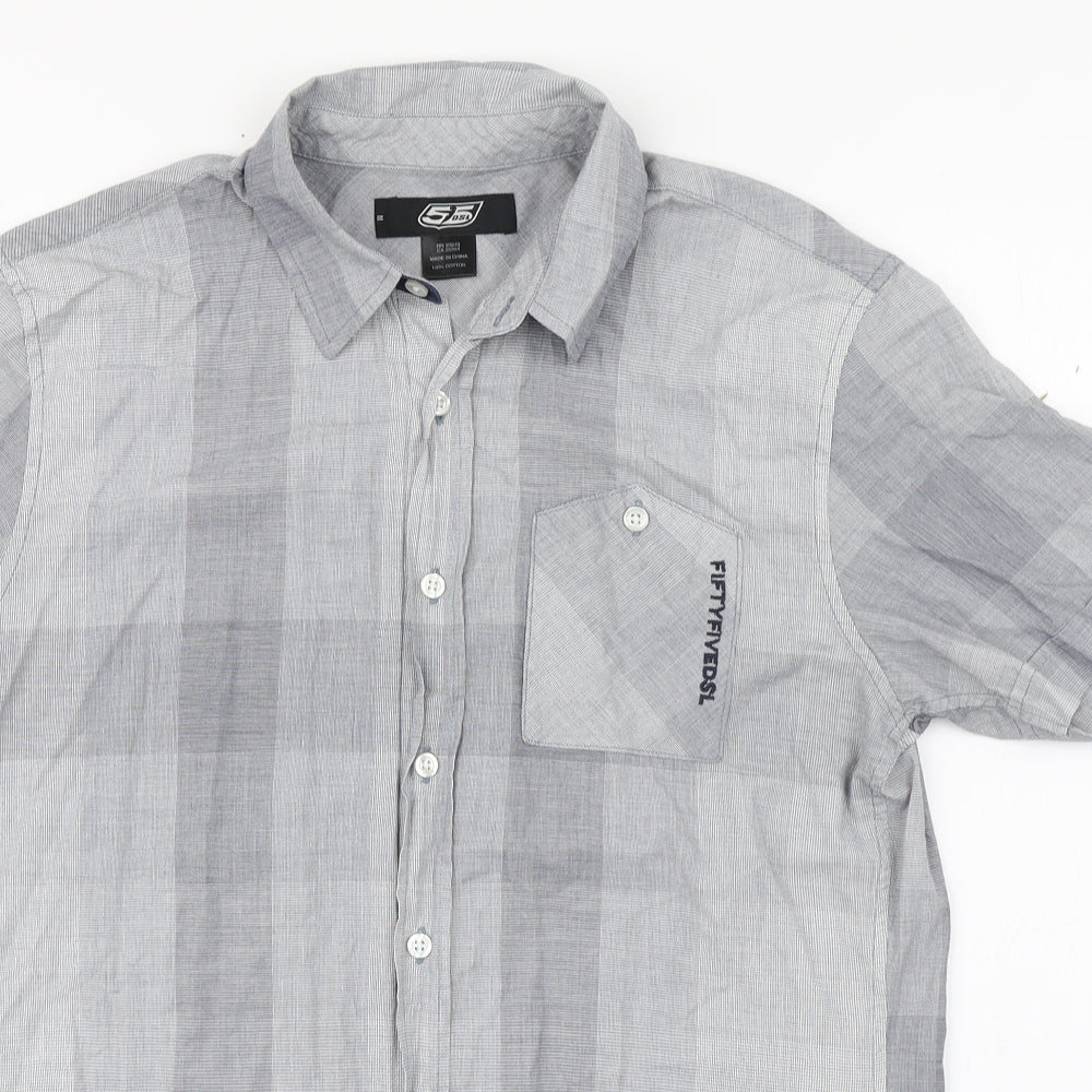 Fifty Five DSL Mens Grey Plaid Cotton  Button-Up Size M Collared