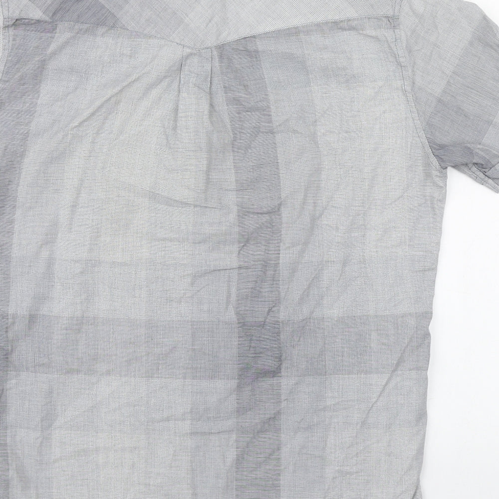 Fifty Five DSL Mens Grey Plaid Cotton  Button-Up Size M Collared