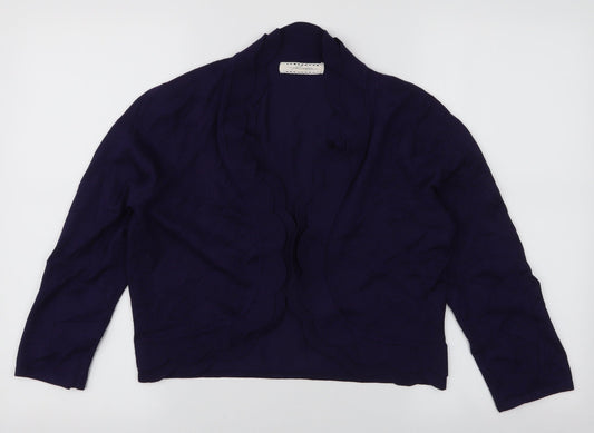Pointelle Womens Blue V-Neck  Viscose Cardigan Jumper Size M