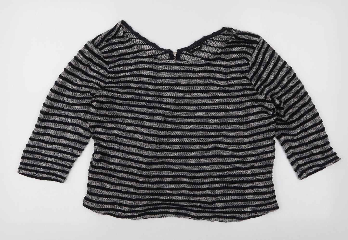 New Look Womens Multicoloured V-Neck Striped Polyester Pullover Jumper Size 16