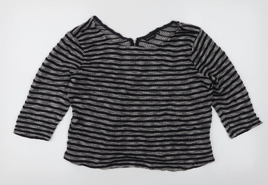 New Look Womens Multicoloured V-Neck Striped Polyester Pullover Jumper Size 16