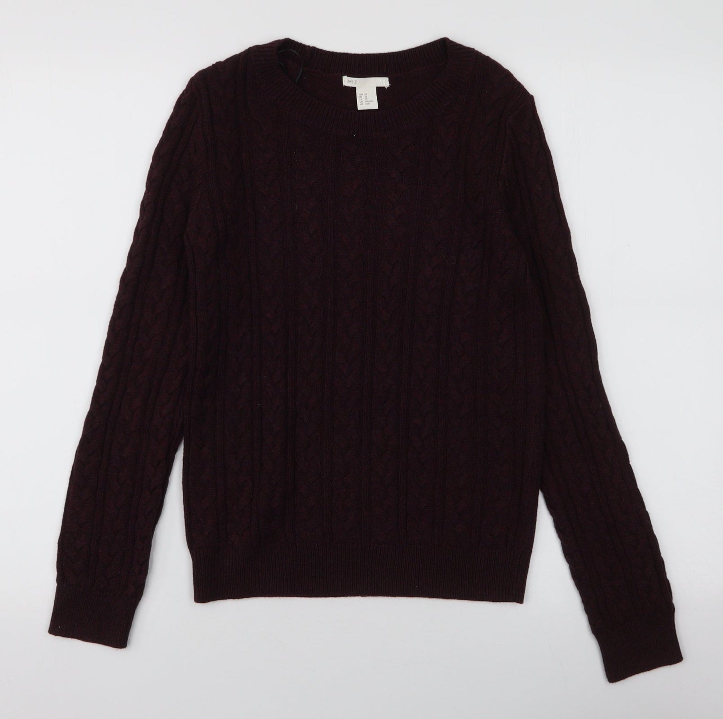 H&M Womens Purple Round Neck  Acrylic Pullover Jumper Size XS